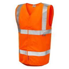 Leo Workwear CLIFTON ISO 20471 Class 2 LFS Waistcoat (EN 14116/EN 1149) - Hi Vis Orange