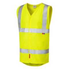 Leo Workwear CLIFTON ISO 20471 Class 2 LFS Waistcoat (EN 14116/EN 1149) - Hi Vis Yellow