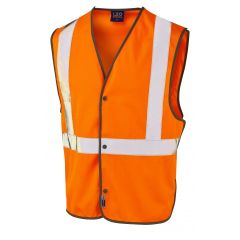 Leo Workwear UMBERLEIGH ISO 20471 Class 2 Railway Stud Waistcoat - Hi Vis Orange