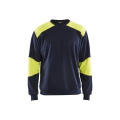 Blaklader 3458 Flame Resistant Sweatshirt - Navy Blue/Hi-Vis Yellow