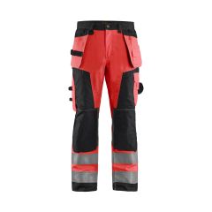Blaklader 1568 Hi-Vis Craftsman Trousers - Red Hi-Vis/Black