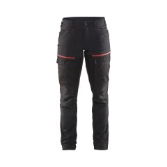 Blaklader 7166 Women's Service Trousers With Stretch - Black/Red