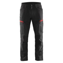 Blaklader 1456 Stretch Service Trousers - 65% Polyester/35% Cotton (Black/Red)