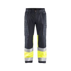 Blaklader 1551 High Vis Trouser With Stretch - Water Repellent (Mid Grey/High VisYellow)