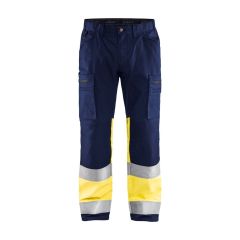 Blaklader 1551 High Vis Trouser With Stretch - Water Repellent (Navy Blue/Yellow)