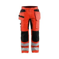 Blaklader 1552 High Vis Trouser With Stretch - Water Repellent (Red/Black)