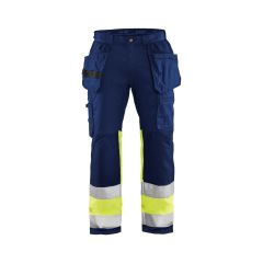 Blaklader 1558 High Vis Trousers with Stretch - Water Repellent (Navy/High Vis Yellow)
