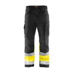 Blaklader 1562 Hi Vis Softshell Trousers - Waterproof, Windproof, Breathable (Black/Yellow)