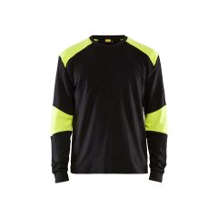 Blaklader 3457 Flame Retardant Long Sleeve T-Shirt (Navy/High Vis Yellow)