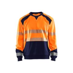 Blaklader 3541 High Vis Sweatshirt (Orange/Navy Blue)
