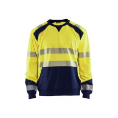 Blaklader 3541 High Vis Sweatshirt (Yellow/Navy Blue)