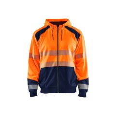 Blaklader 3546 High Vis Hooded Sweater (Orange/Navy Blue)
