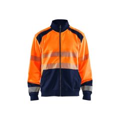 Blaklader 3558 High Vis Sweatshirt With Full Zip (Orange/Navy Blue)
