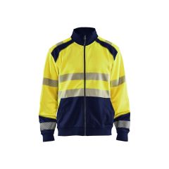 Blaklader 3558 High Vis Sweatshirt With Full Zip (Yellow/Navy Blue)