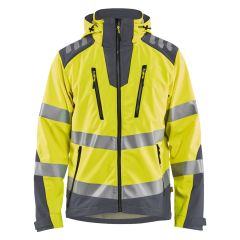 Blaklader 4491 Softshell Jacket High Vis - Waterproof, Windproof (High Vis Yellow/Mid Grey)
