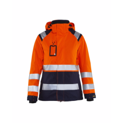 Blaklader 4904 Ladies High Vis Shell Jacket - Waterproof, Windproof (Orange/Navy Blue)