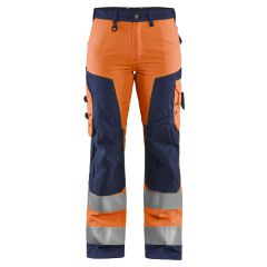 Blaklader 7155 Ladies High Vis Work Trousers without Nail Pockets (Orange/Navy)