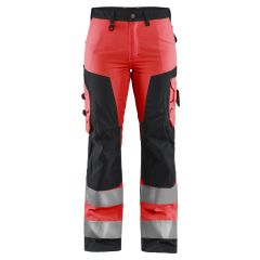 Blaklader 7155 Ladies High Vis Work Trousers without Nail Pockets (Red/Black)