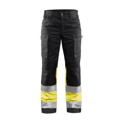 Blaklader 7161 Ladies High Vis Trouser with Stretch (Black/Yellow)
