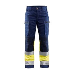 Blaklader 7161 Ladies High Vis Trouser with Stretch (Navy Blue/Yellow)