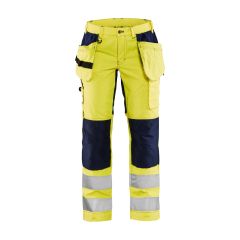 Blaklader 7163 Ladies High Vis Trousers with Stretch (High Vis Yellow/Navy)