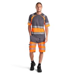 Blaklader 1541 Hi Vis Work Shorts with Stretch (Mid Grey / Hi Vis Orange)