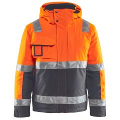 Blaklader 4870 Hi Vis Winter Jacket - Waterproof, Quilt Lined (Hi Vis Orange / Mid Grey)