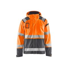 Blaklader 4987 Hi Vis Waterproof Shell Jacket (Hi Vis Orange / Mid Grey)