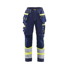 Blaklader 7196 Women's Hi-Vis Trousers With Stretch - Navy Blue/Hi-Vis Yellow