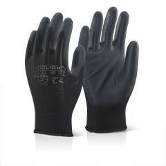 Click EC9 PU Coated Work Glove (Black - Large)