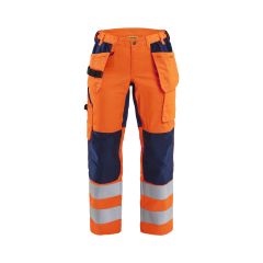 Blaklader 7163 Women's Hi-Vis Trousers With Stretch - Orange/Navy Blue