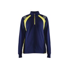Blaklader 3403 Women's Sweater Halfzip - Navy Blue/Hi-Vis Yellow