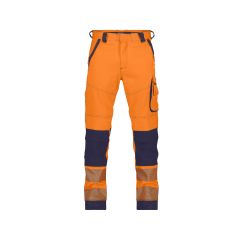 Dassy 201063 Aruba Stretch Hi-Vis Work Trousers with Knee Pockets - Fluo Orange/Navy