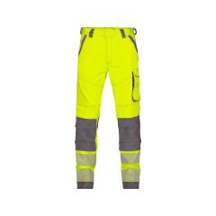 Dassy 201063 Aruba Stretch Hi-Vis Work Trousers with Knee Pockets - Fluo Yellow/Cement Grey