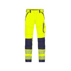 Dassy 201063 Aruba Stretch Hi-Vis Work Trousers with Knee Pockets - Fluo Yellow/Navy