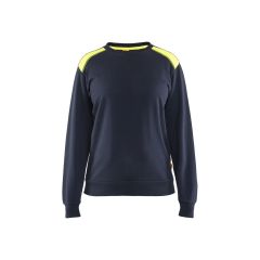 Blaklader 3408 Women's Sweatshirt - Dark Navy Blue/Hi-Vis Yellow