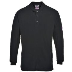 Portwest FR10 Flame Retardant Anti-Static Long Sleeve Polo Shirt (Black)