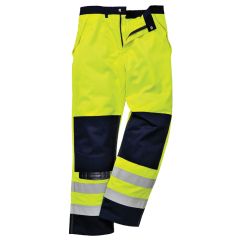 Portwest FR62 Hi-Vis Flame Retardant Multinorm Trousers (Yellow/Navy)