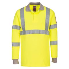 Portwest FR77 Flame Resistant Anti-Static Hi-Vis Long Sleeve Polo Shirt (Yellow)