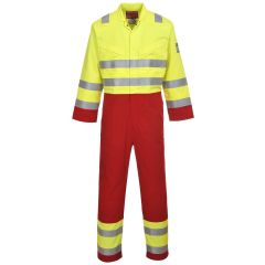 Portwest FR90 Bizflame Services Coverall - Flame Retardant, Anti-Static (Yellow/Red)