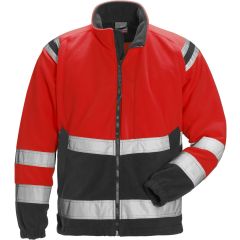 Fristads High Vis Fleece Jacket CL 3 4041 FE - Waterproof, Windproof, Breathable (Hi Vis Red/Black)