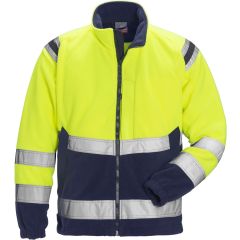 Fristads High Vis Fleece Jacket CL 3 4041 FE - Waterproof, Windproof, Breathable (Hi Vis Yellow/Navy)