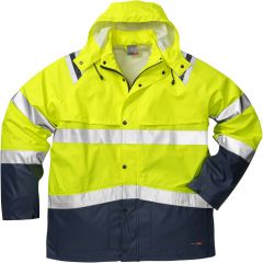 Fristads High Vis Rain Jacket CL 3 4624 RS - Waterproof, Stretch, Ventilated (Hi Vis Yellow/Navy)