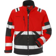 Fristads High Vis Soft Shell Jacket CL 2 4083 WYH - Water Repellent, Windproof (Hi Vis Red/Black)