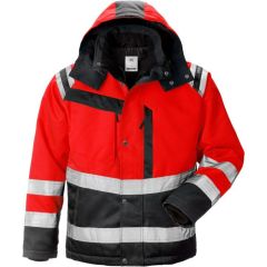 Fristads High Vis Winter Jacket CL 3 4043 PP - Quilt Lined, Water Repellent (Hi Vis Red/Black)
