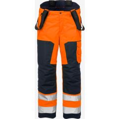 Fristads High Vis Airtech Winter Trousers CL 2 2035 GTT - Waterproof, Windproof, Breathable, Quilted (Hi Vis Orange/Navy)