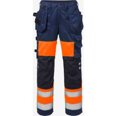 Fristads High Vis Craftsman Trousers Woman CL 1 2129 PLU - Water Repellent (Hi Vis Orange/Navy)