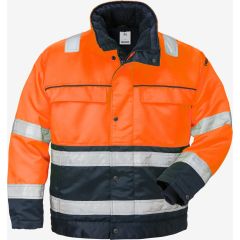 Fristads High Vis Winter Jacket CL 3 444 PP - Fleece Lined, Water Repellent (Hi Vis Orange/Navy)