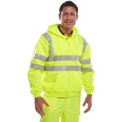 Hi Vis Full Zip Hooded Sweatshirt - Rail Spec (Orange or Yellow)