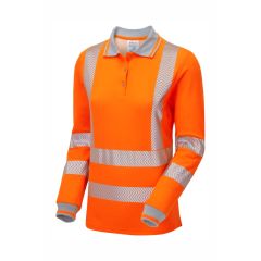 PULSAR LIFE GRS Ladies Long Sleeve Polo Shirt LFE954-ORG  Rail Spec (Hi Vis Orange)